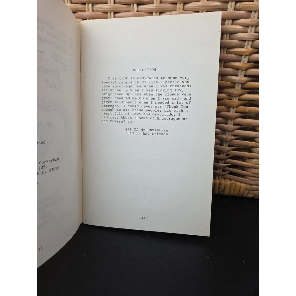 Poems Of Encouragement And Praise Pattie Tucker Cockerham Yadkinville NC Booklet